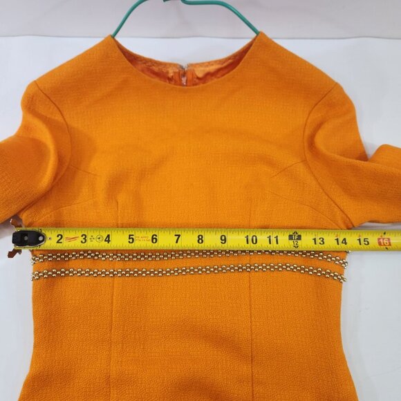 Orange Mod Style Peacoat with Matching Dress Vtg Handmade Womens Extra Small - Picture 14 of 16